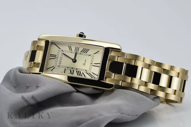 Итальянское желтое 14k золото мужские часы Geneve mw089y