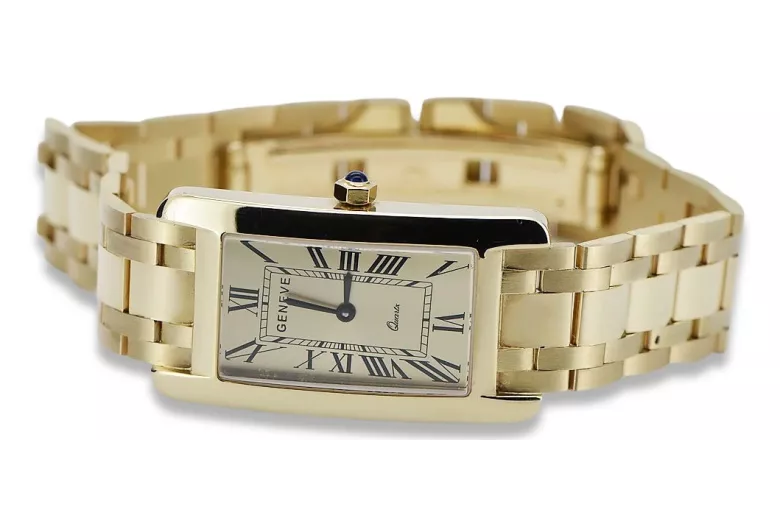 Итальянское желтое 14k золото мужские часы Geneve mw089y