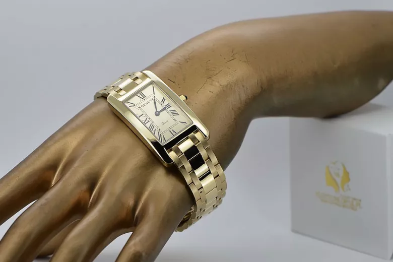 Итальянское желтое 14k золото мужские часы Geneve mw089y