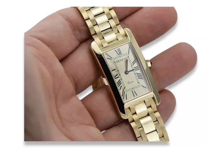 Gelbe 14-karätige Gold-Herrenuhr Geneve mw089y