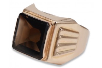 Rosa rusa Vintage soviético Joyería de oro antigua joyería de sello de anillo de ónix del hombre