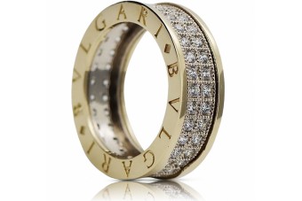 Luxus 14K Gelb- & Weißgold Bulgari Zirkon Schmuckring für Damen crc006yw