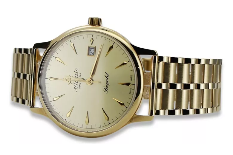 Reloj Atlantic de oro 14k 585 con pulsera para hombre mw003y&mbw007y