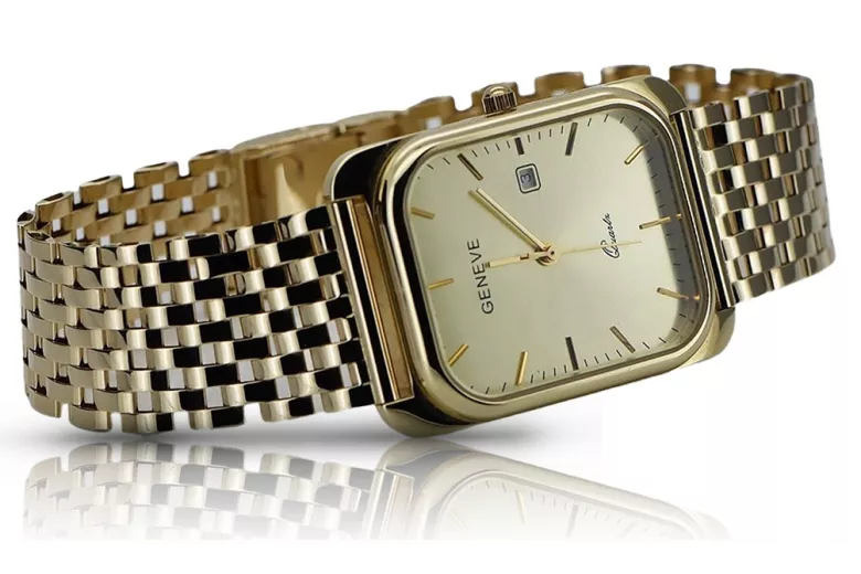 Reloj de oro para hombre Geneve ★ zlotychlopak.pl ★ Pureza de oro 585 333 Precio bajo!