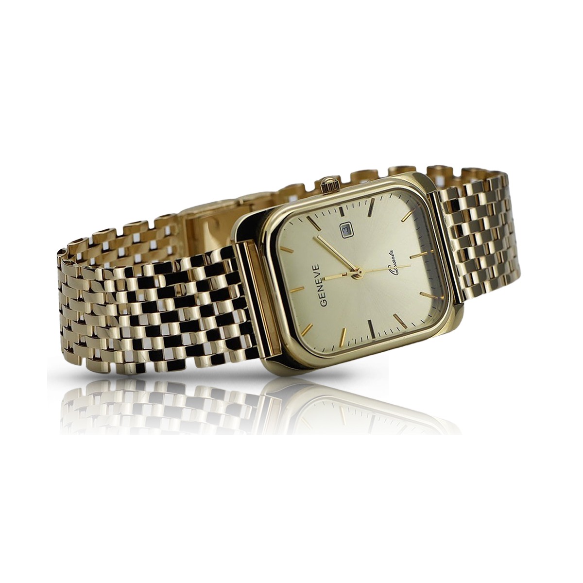 Gold men's watch Geneve ★ zlotychlopak.pl ★ Gold purity 585 333 Low Price!