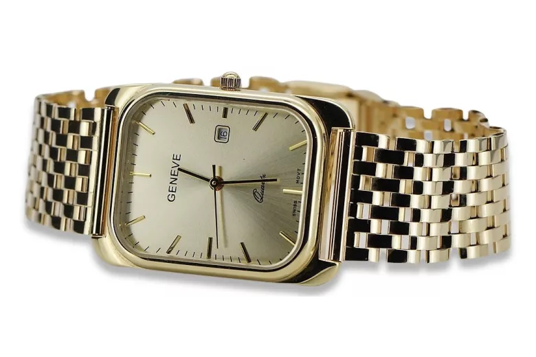 Reloj de oro para hombre Geneve ★ zlotychlopak.pl ★ Pureza de oro 585 333 Precio bajo!