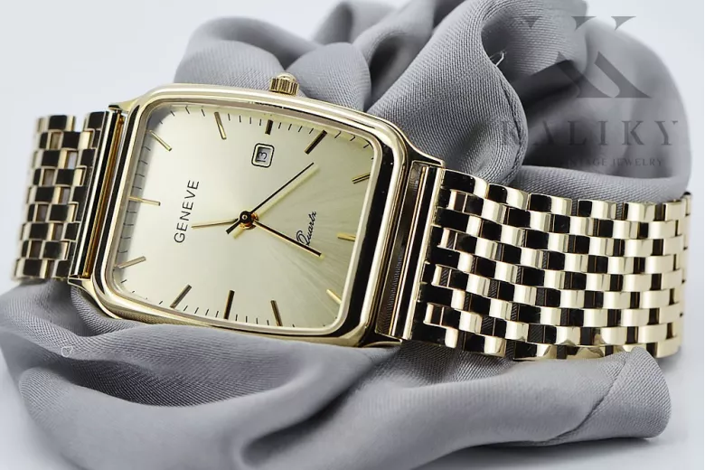 мъжки часовник 14k 585 злато Geneve mw002y&mbw005y