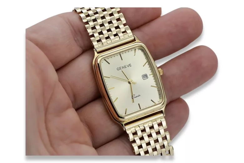 мъжки часовник 14k 585 злато Geneve mw002y&mbw005y