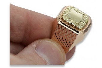 Faucille et marteau de chevalière vintage en or rose Sovier russe