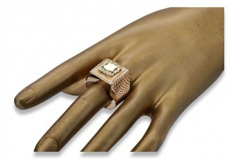 Rosa rusa soviética Vintage joyería de oro antigua anillo de hombre joyería de sello