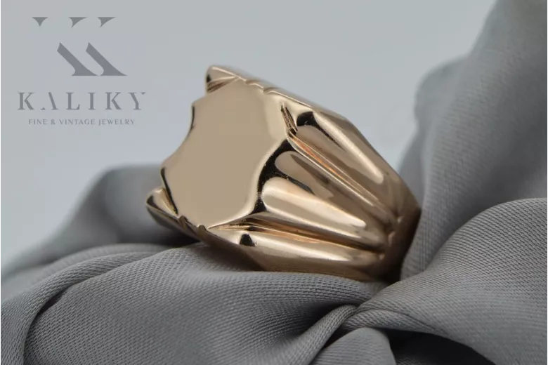 Мъжки златен пръстен от червено розово злато 14k 585 vsn045