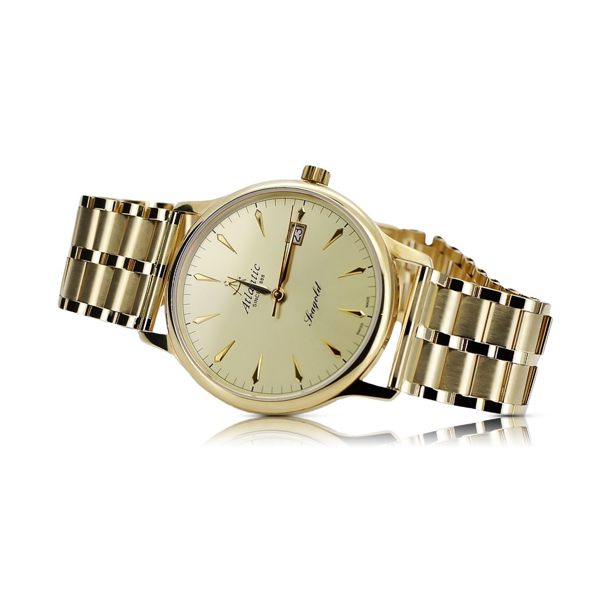 Gold men's watch Geneve ★ zlotychlopak.pl ★ Gold purity 585 333 Low Price!