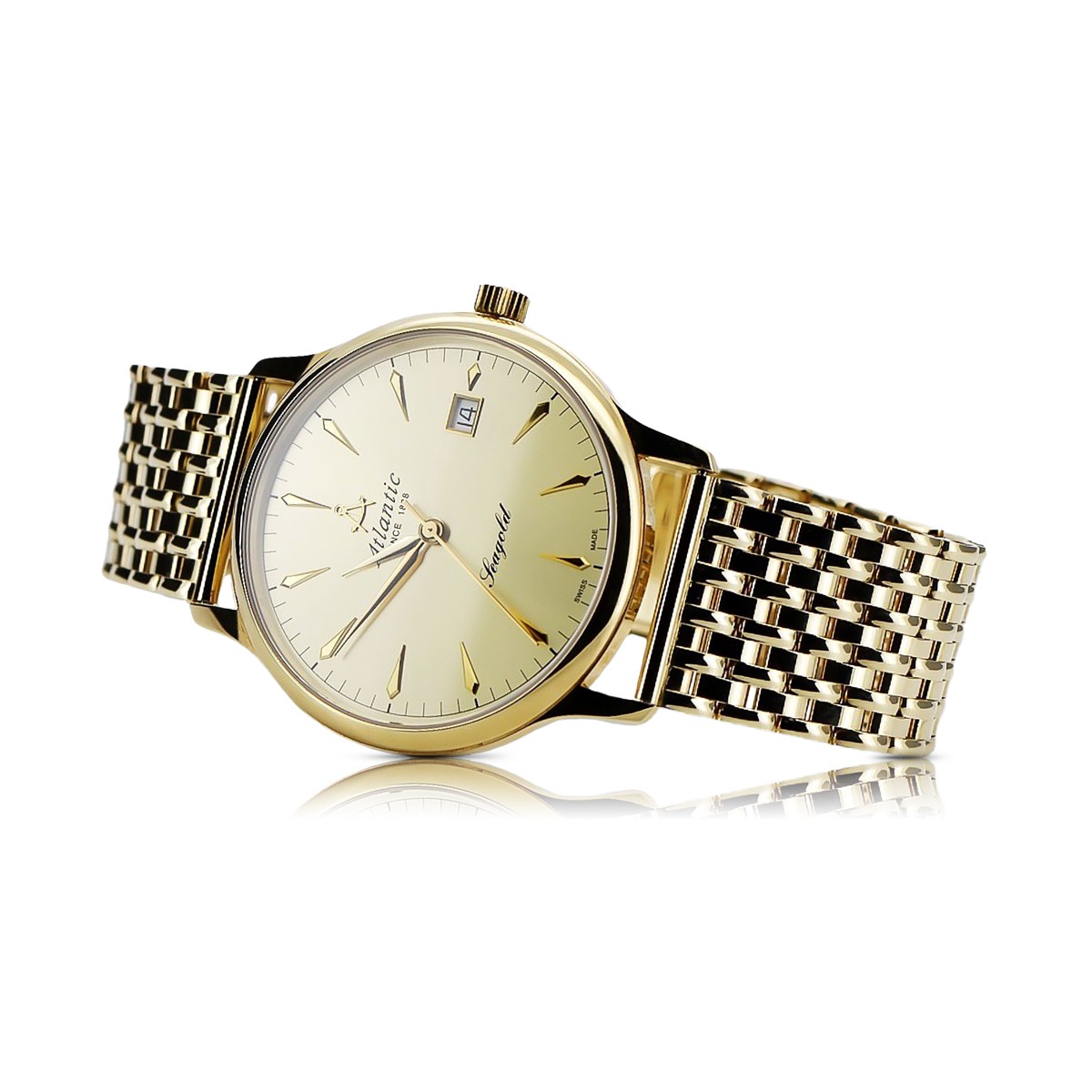 reloj Atlantic de oro 14k 585 con pulsera para hombre mw003y&mbw013y