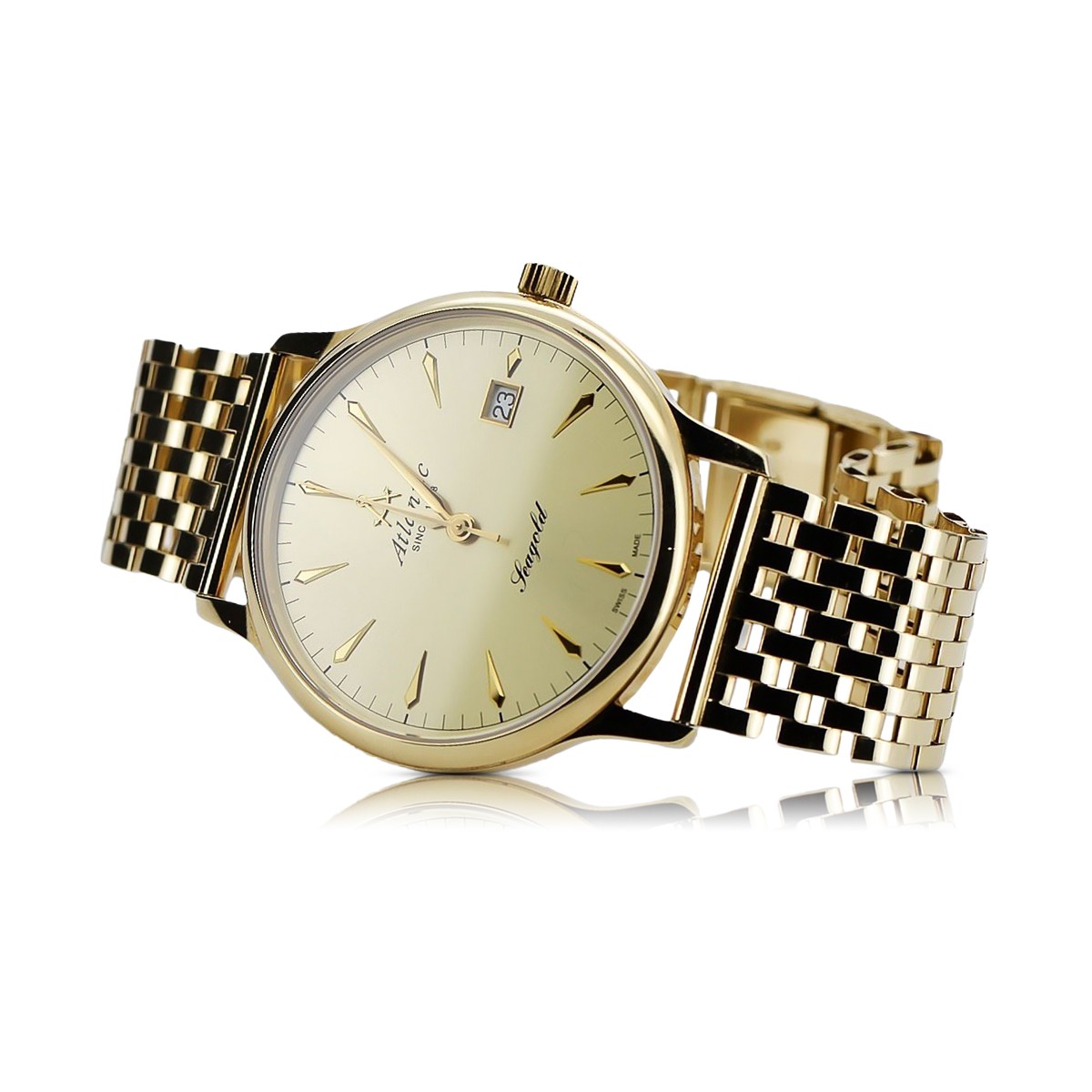 Gold men's watch Geneve ★ zlotychlopak.pl ★ Gold purity 585 333 Low Price!