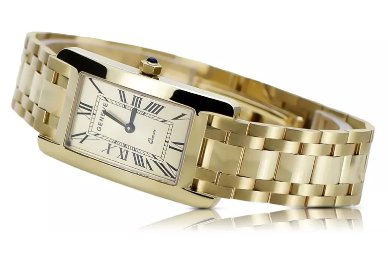 Итальянское желтое 14k золото мужские часы Geneve mw089y