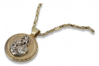 copie du pendentif doré Bizia Maryjka Notre-Dame avec un maillon de chaîne pm027y&cc020y