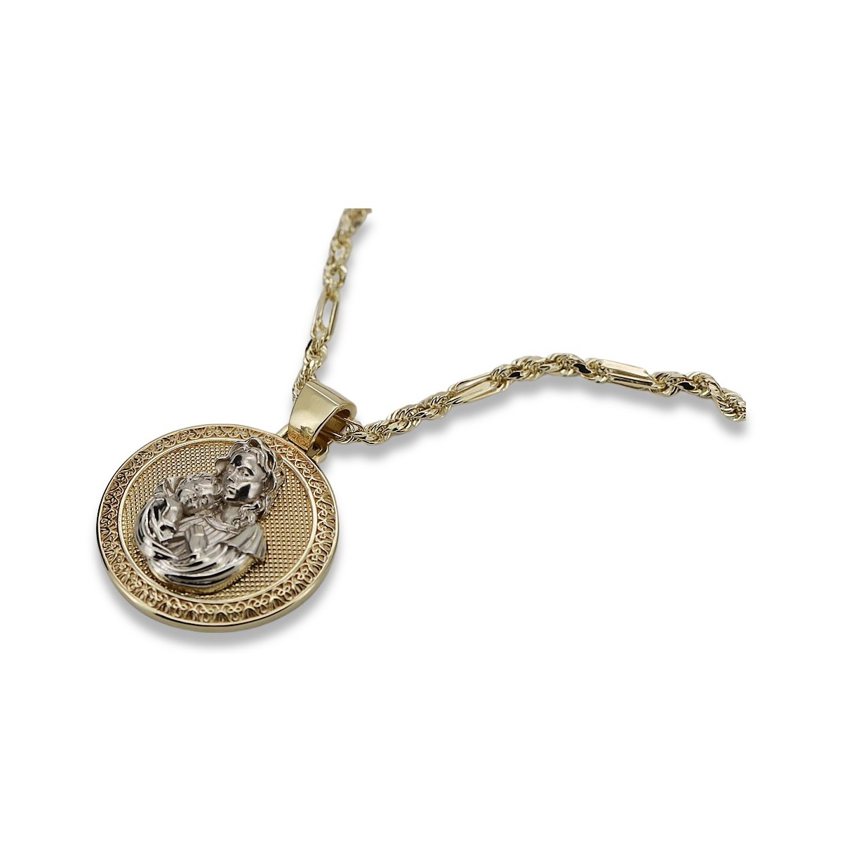 copie du pendentif doré Bizia Maryjka Notre-Dame avec un maillon de chaîne pm027y&cc020y