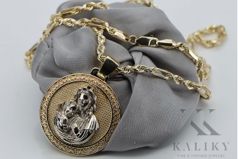 копия золотого кулона Бизия Марьяка Богоматерь с цепочкой pm027y&cc020y