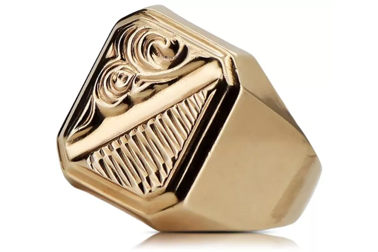 Rosa rusa Joyería de oro soviética anillo de hombre