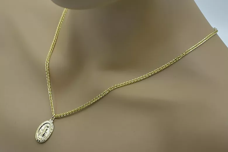 14k gold Mother of God medallion & Spiga chain pm006y&cc036y