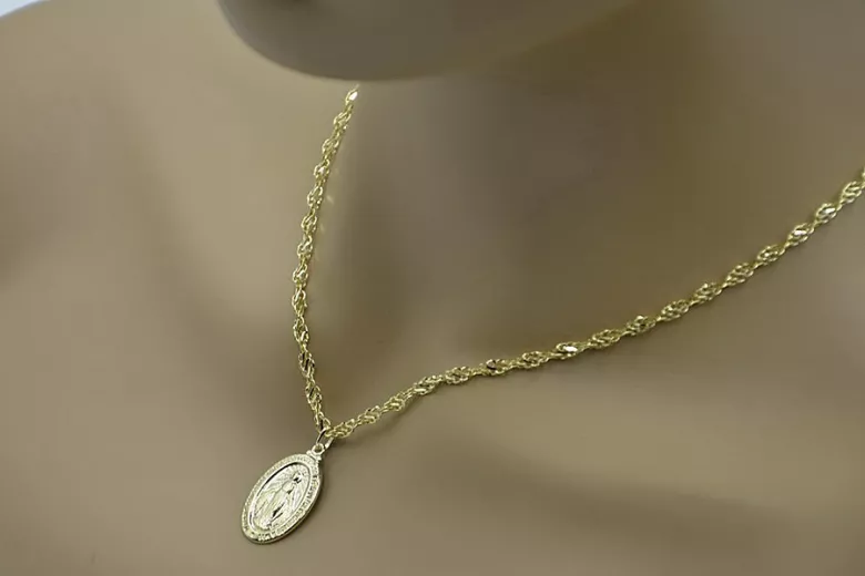 Mother of God medallion & Snake 14k gold chain pm006y&cc076y