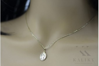 "14К бяло злато медальон с изображение на Мария" pm006w