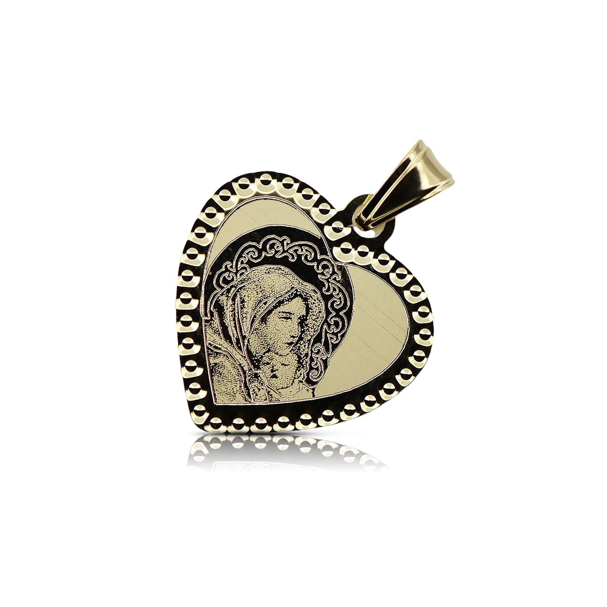 Yellow 14k gold Mary medallion icon pendant pm029y