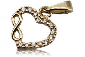 Colgante de corazón hermoso oro amarillo 14k 585 cpc001y