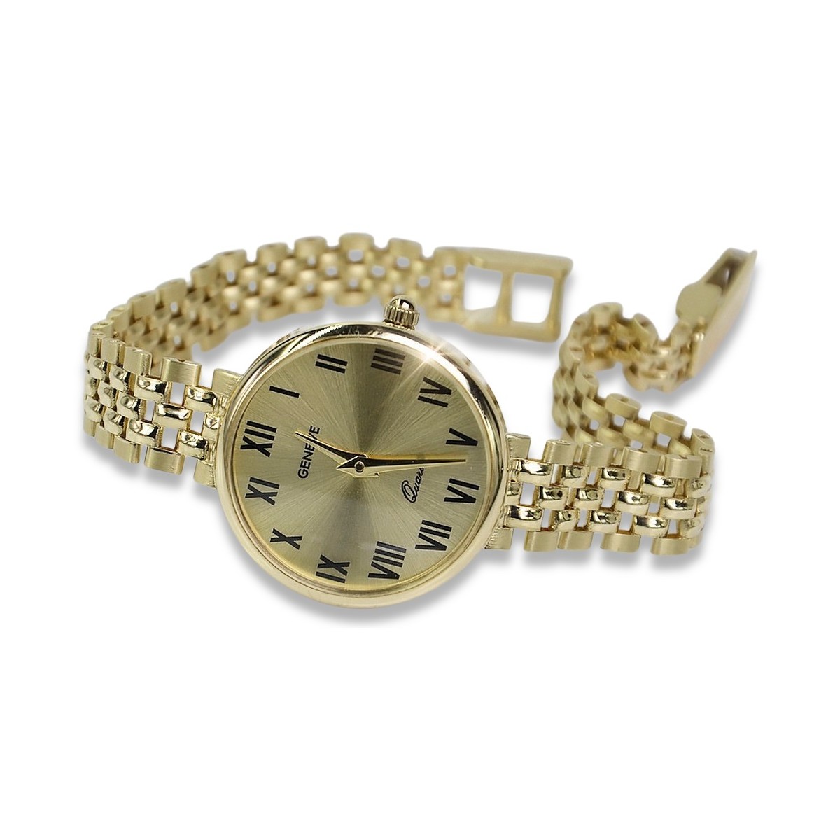 precioso reloj de mujer Geneve Lw011y de oro de 14 quilates