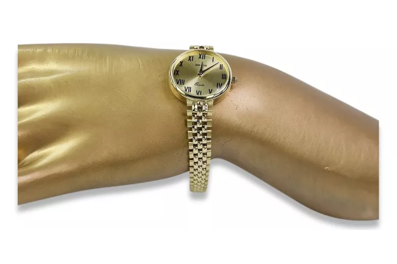 precioso reloj de mujer Geneve Lw011y de oro de 14 quilates