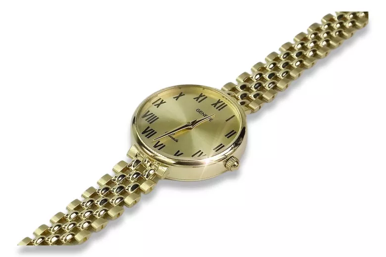 копия великолепных женских часов Geneve Lw011y из 14-каратного золота