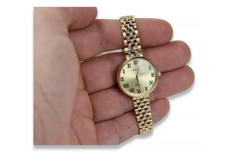 precioso reloj de mujer Geneve Lw011y de oro de 14 quilates