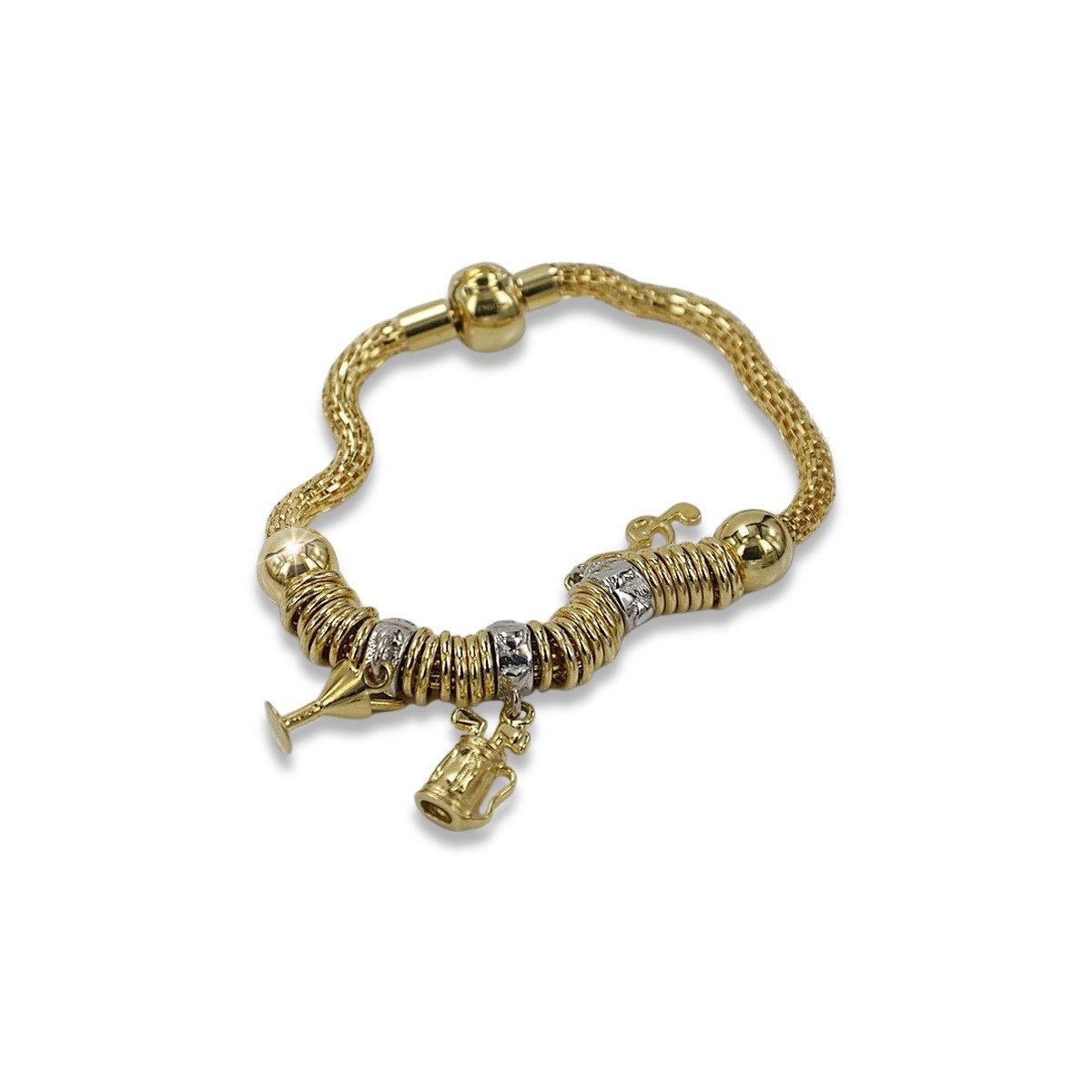 Italian yellow 14k gold charms bracelet cb110y