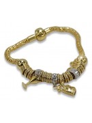 Pulsera italiana con dijes de oro amarillo de 14k cb110y