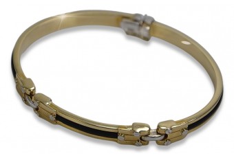 Pulsera para hombre de oro de 14k con caucho, italiana, CB123YW