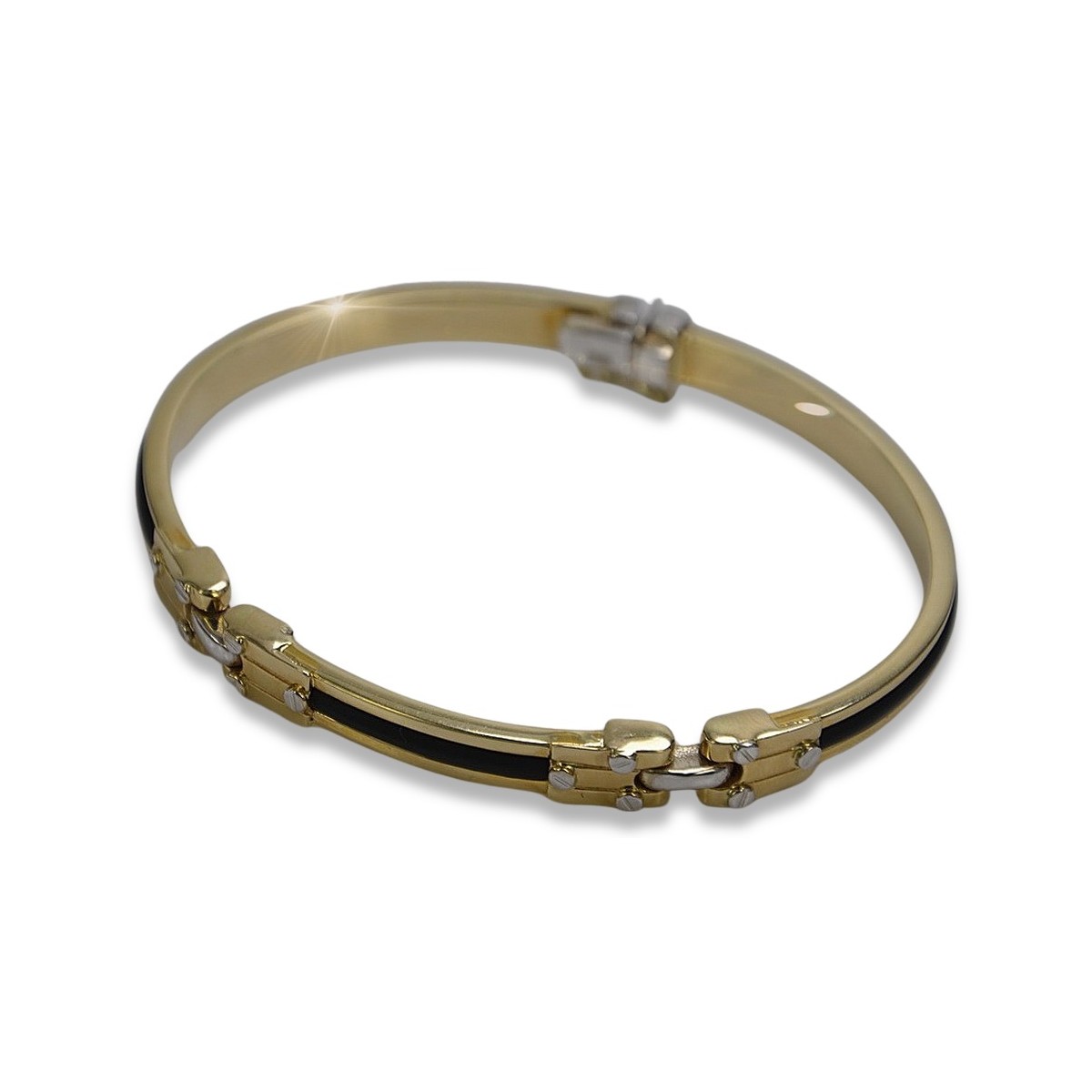 Pulsera para hombre de oro de 14k con caucho, italiana, CB123YW