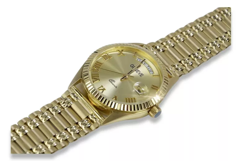 Gold men's watch Geneve ★ zlotychlopak.pl ★ Gold purity 585 333 Low Price!