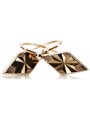 "Original Vintage 14K Russian Rose Pink Gold Square Earrings" ven060