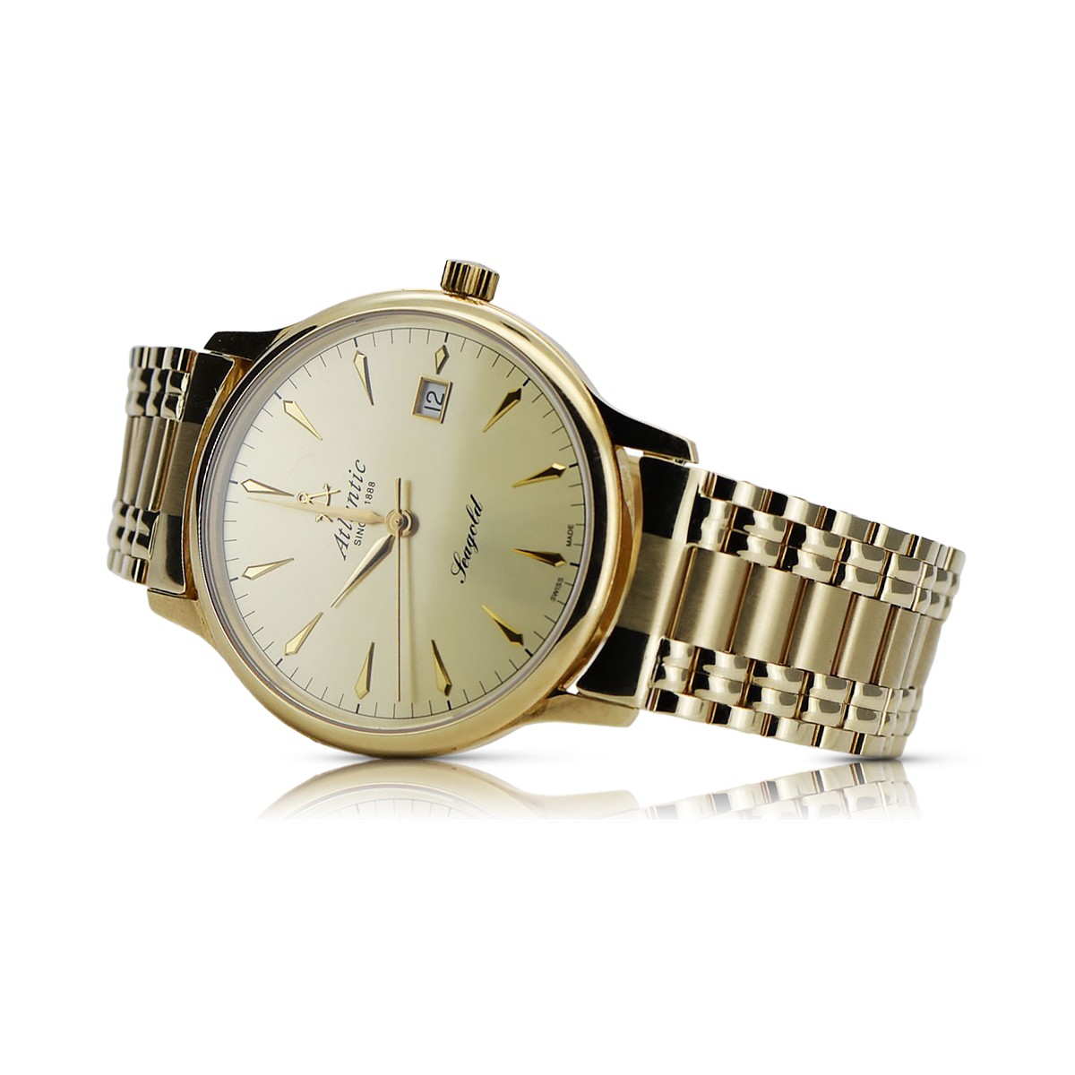 Gold Men's Watch Geneve ★ Zlotychlopak.pl ★ Puritate de aur 585 333 Preț scăzut!