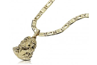 Pendentif Jezus en or jaune 14 carats avec chaîne élégante pj004y20&cc031y55