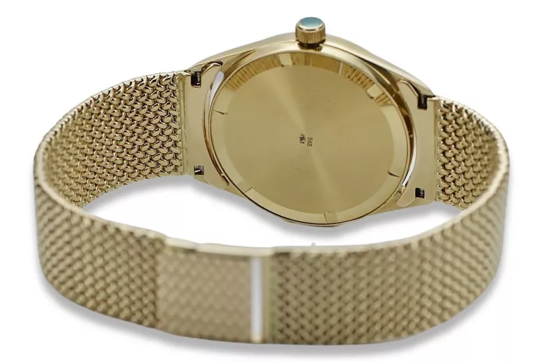 Złoty zegarek z bransoletą męski unisex 14k 585 Geneve mw013ydg&mbw014yo