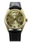 Gelbe 14-Karat-Gold-Herren-Damen-Geneve-Uhr mw013y