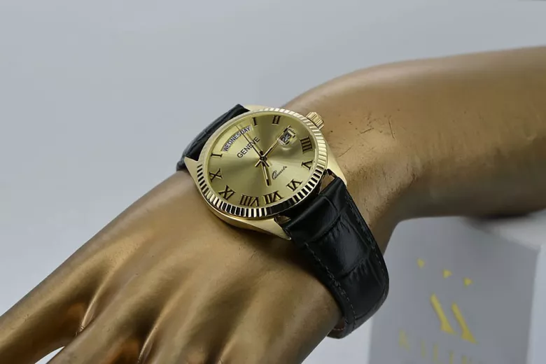 Reloj de oro para hombre Geneve ★ https://zlotychlopak.pl/es/ ★ Pureza del oro 585 333 ¡Precio bajo!