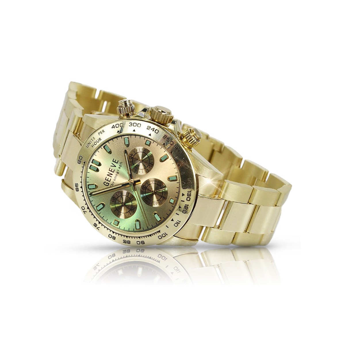 Gold Men's Watch Geneve ★ Zlotychlopak.pl ★ Puritate de aur 585 333 Preț scăzut!