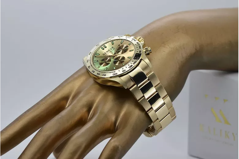 Reloj de oro para hombre Geneve ★ https://zlotychlopak.pl/es/ ★ Pureza del oro 585 333 ¡Precio bajo!