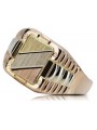 Ruso rosa rosa 14k oro 585 Anillo de sello para hombre csn007r