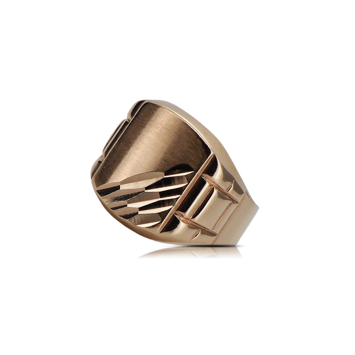 Rosa rusa soviética 14k 585 oro Anillo de sello para hombre csn011r