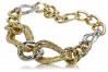 Pulsera de corazón de oro italiano amarillo y blanco de 14k cb068