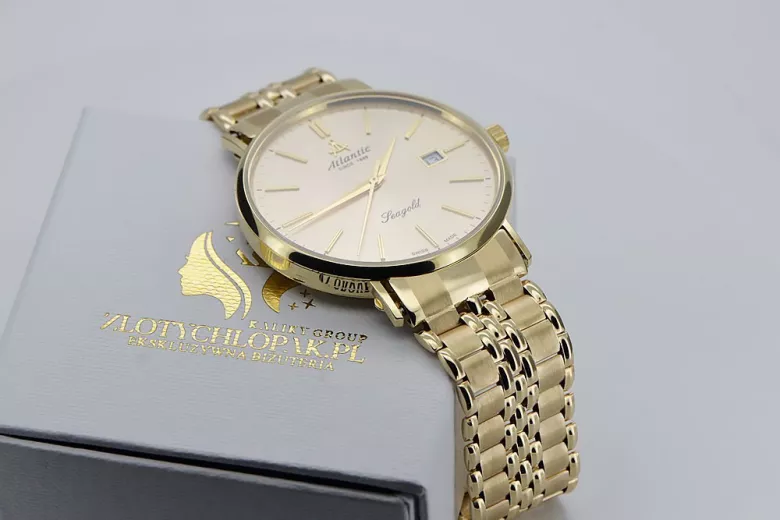 Gold men's watch Geneve ★ zlotychlopak.pl ★ Gold purity 585 333 Low Price!