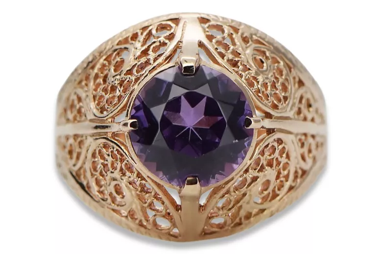 Russe soviétique rose 14k 585 or Alexandrite Rubis Émeraude Saphir Zircon bague vrc014